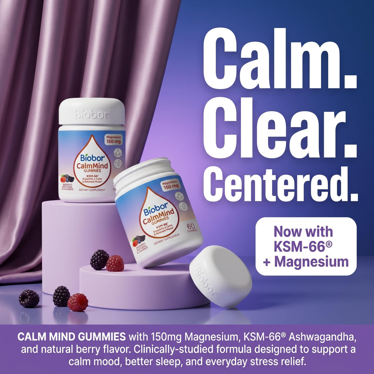 Ingrédients des gummies Biobor CalmMind, étiquette arrière