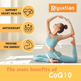 Ingrédients des gummies CoQ10 Riyuetian sur une table
