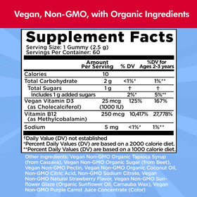 Ingrédients des gummies D3 + B12 Vegan Doctor Danielle
