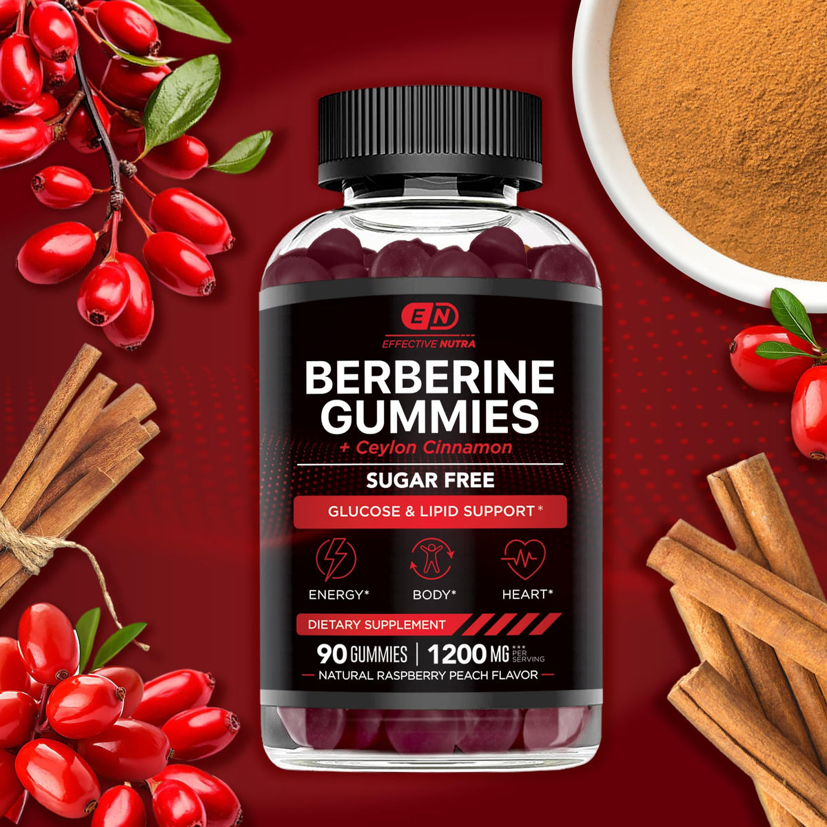 Ingrédients des Gummies de Berbérine Effective Nutra, liste visible