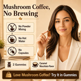 Ingrédients des gummies de café aux champignons SHIZAM affichés