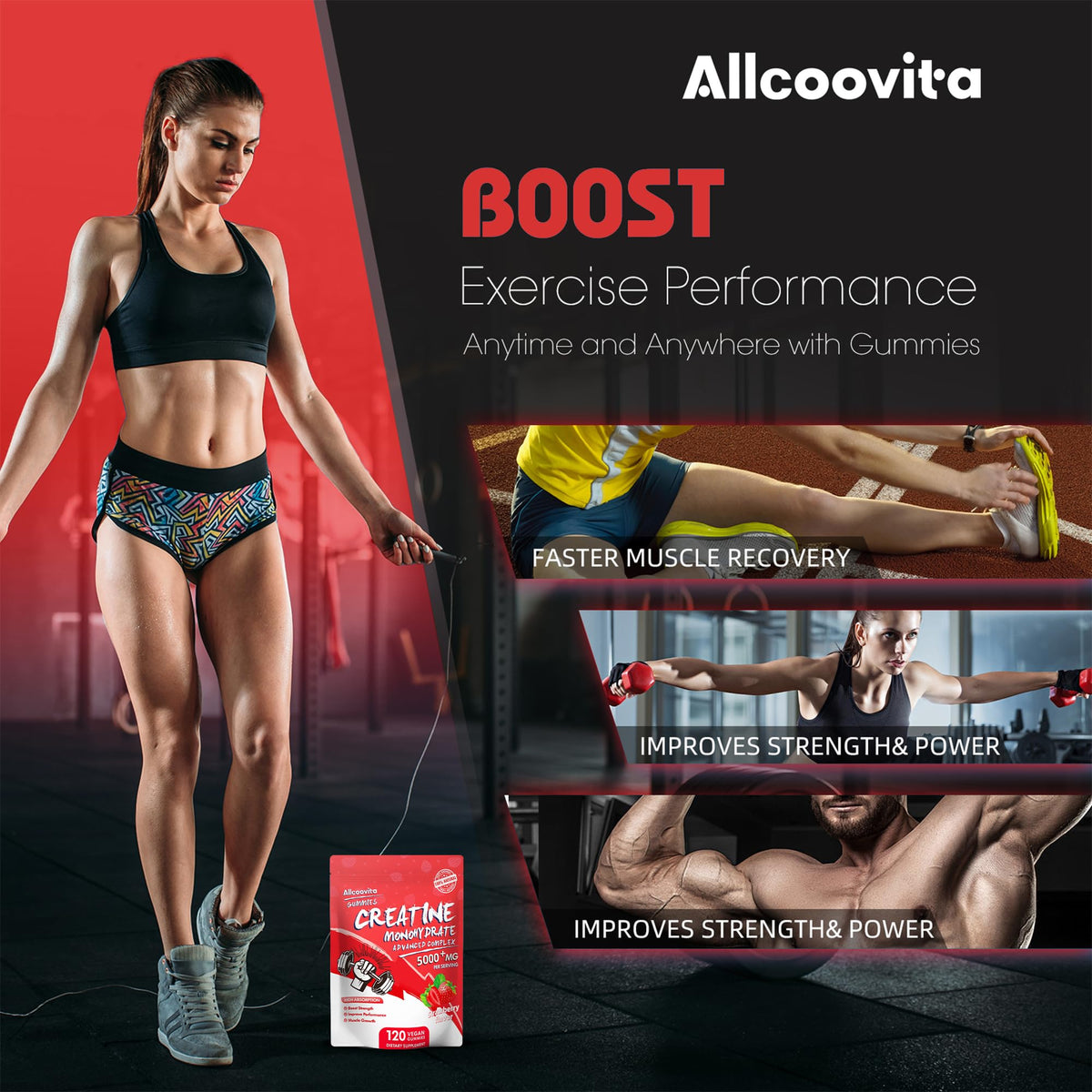 Ingrédients des gummies de créatine Monohydrate Allcoovita