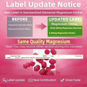 Ingrédients des gummies de magnésium glycinate IRIDESICENT en détail