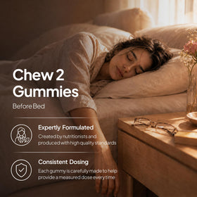 Ingrédients des gummies de mélatonine Nature's Key sur fond blanc