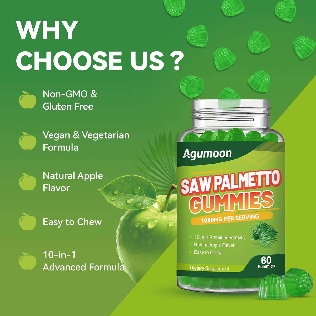 Ingrédients des gummies de Saw Palmetto d'Agumoon