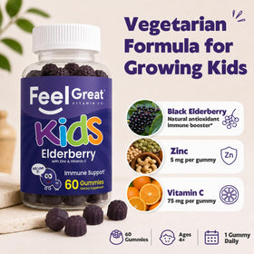 Ingrédients des Gummies de Sureau pour Enfants, mise en avant des vitamines