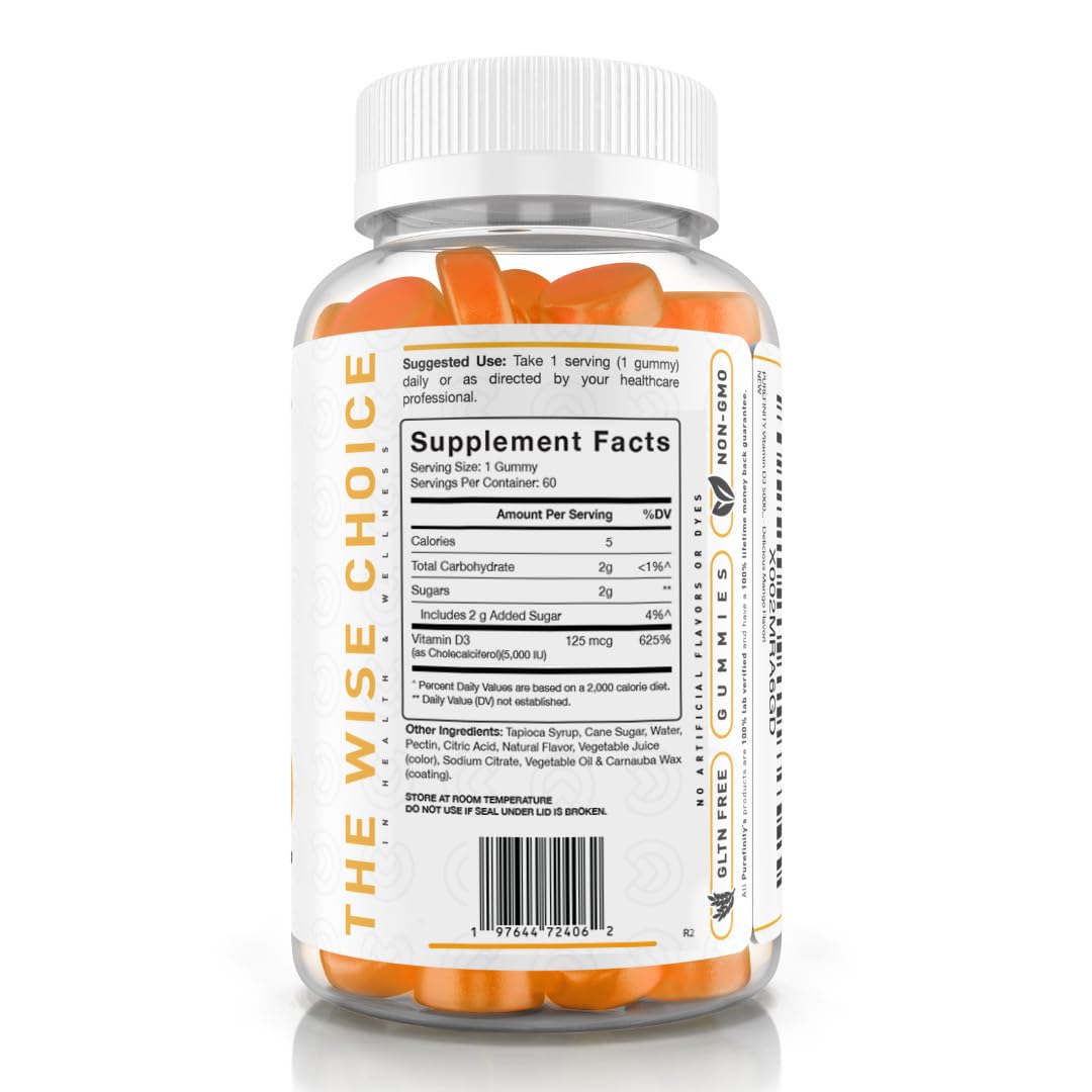 Ingrédients des Gummies de Vitamine D3 PUREFINITY sur l'étiquette