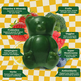 Ingrédients des gummies Grüns, fruits et légumes