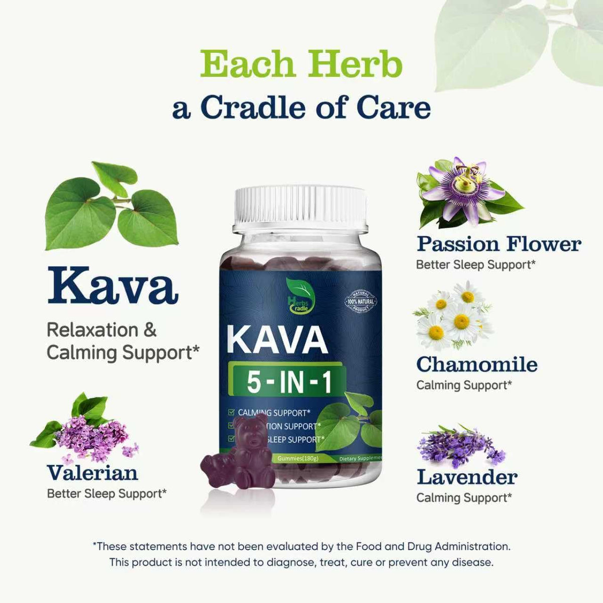 Ingrédients des Gummies Kava Kava de Herbscradle