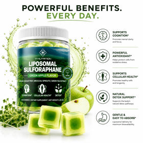 Ingrédients des gummies Liposomales de Sulforaphane sur l'étiquette