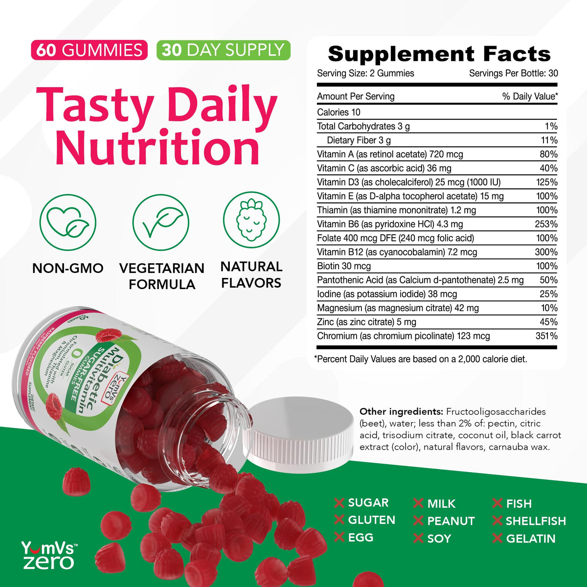 Ingrédients des gummies multivitaminiques YUM-V'S