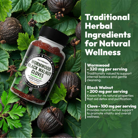 Ingrédients des gummies NutraPep au Verger de Vermouther, Noix Noires et Clous de Girofle