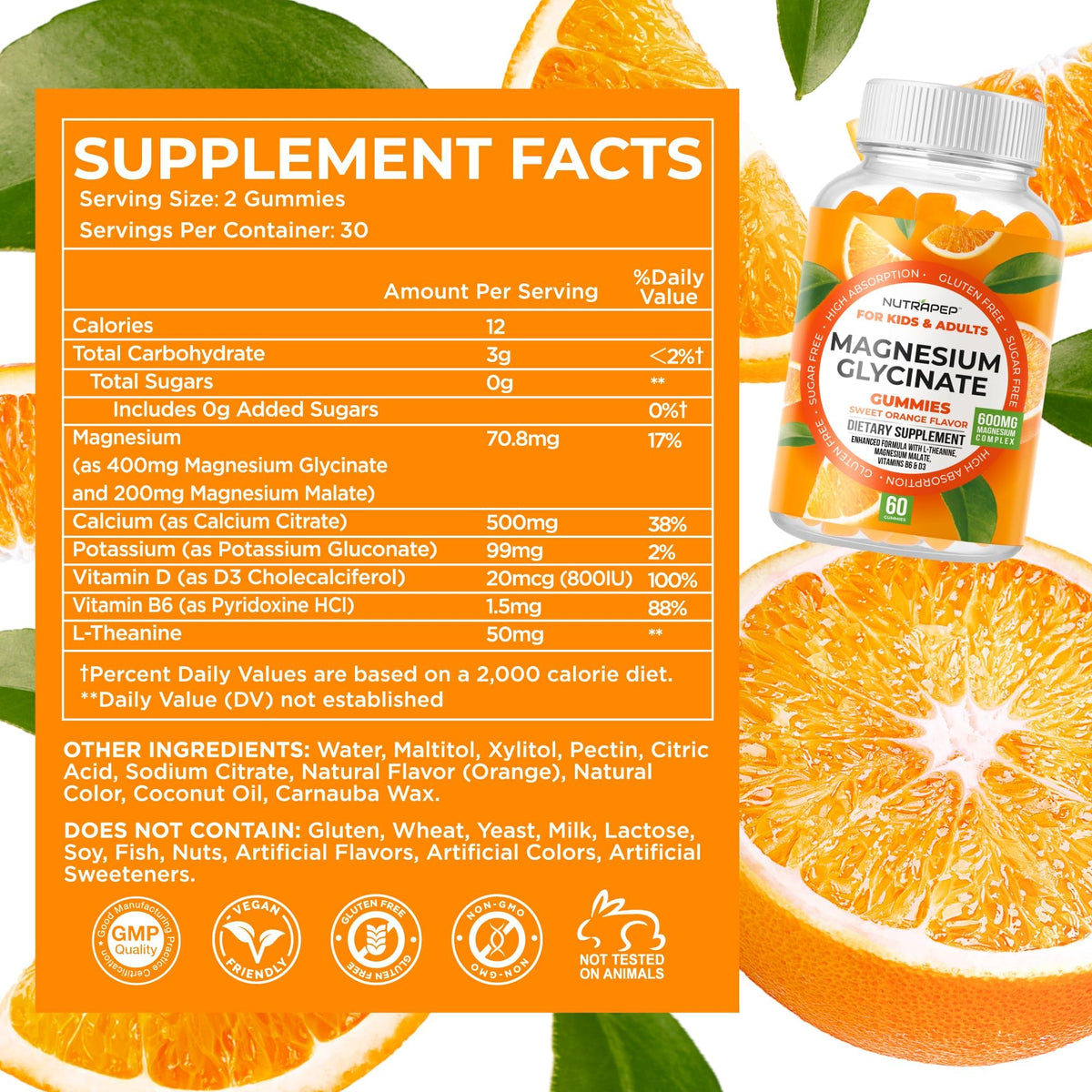 Ingrédients des gummies NutraPep sur une table