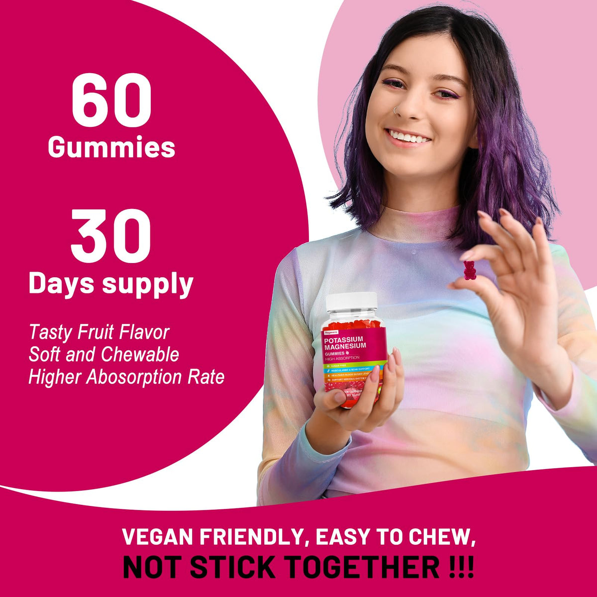 Ingrédients des gummies Vegavero Potassium Magnésium