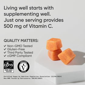 Ingrédients des gummies Vitamine C Sports Research sur l'étiquette