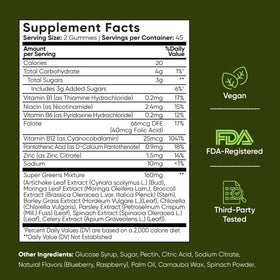 Ingrédients des gummies WeightWorld Super Greens sur l'étiquette