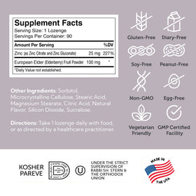 Ingrédients des Lozenges de Zinc et Sureau Zahler