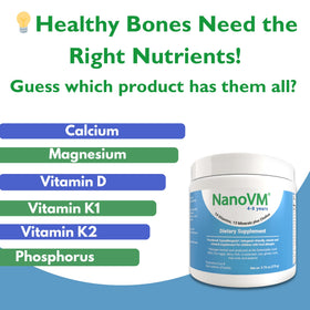 Ingrédients des multivitamines en poudre NanoVM sur une table