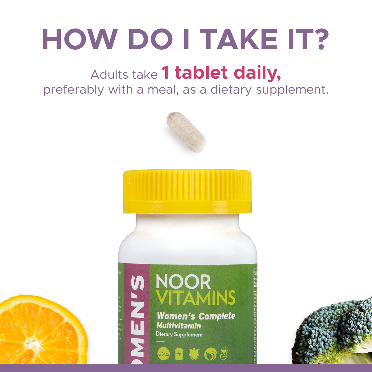 Ingrédients des multivitamines Noor Vitamins affichés sur l'emballage