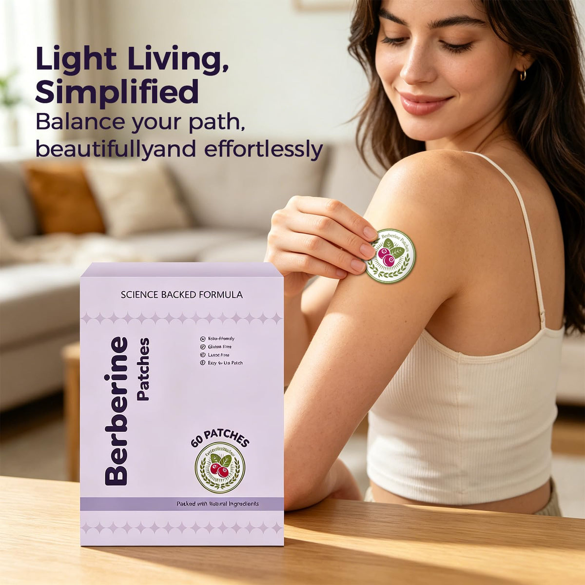 Ingrédients des patches de berbérine Platicat sur une table