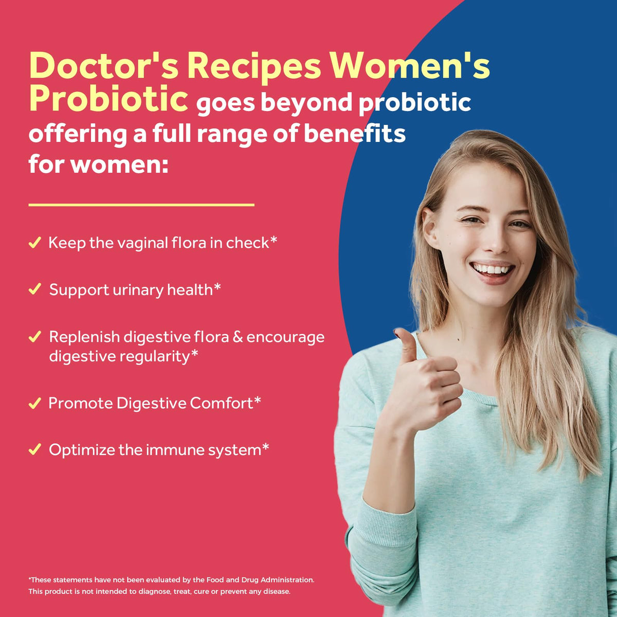 Ingrédients des probiotiques Doctor's Recipes pour femmes sur l'étiquette