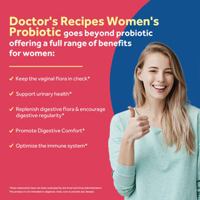 Ingrédients des probiotiques Doctor's Recipes pour femmes sur l'étiquette