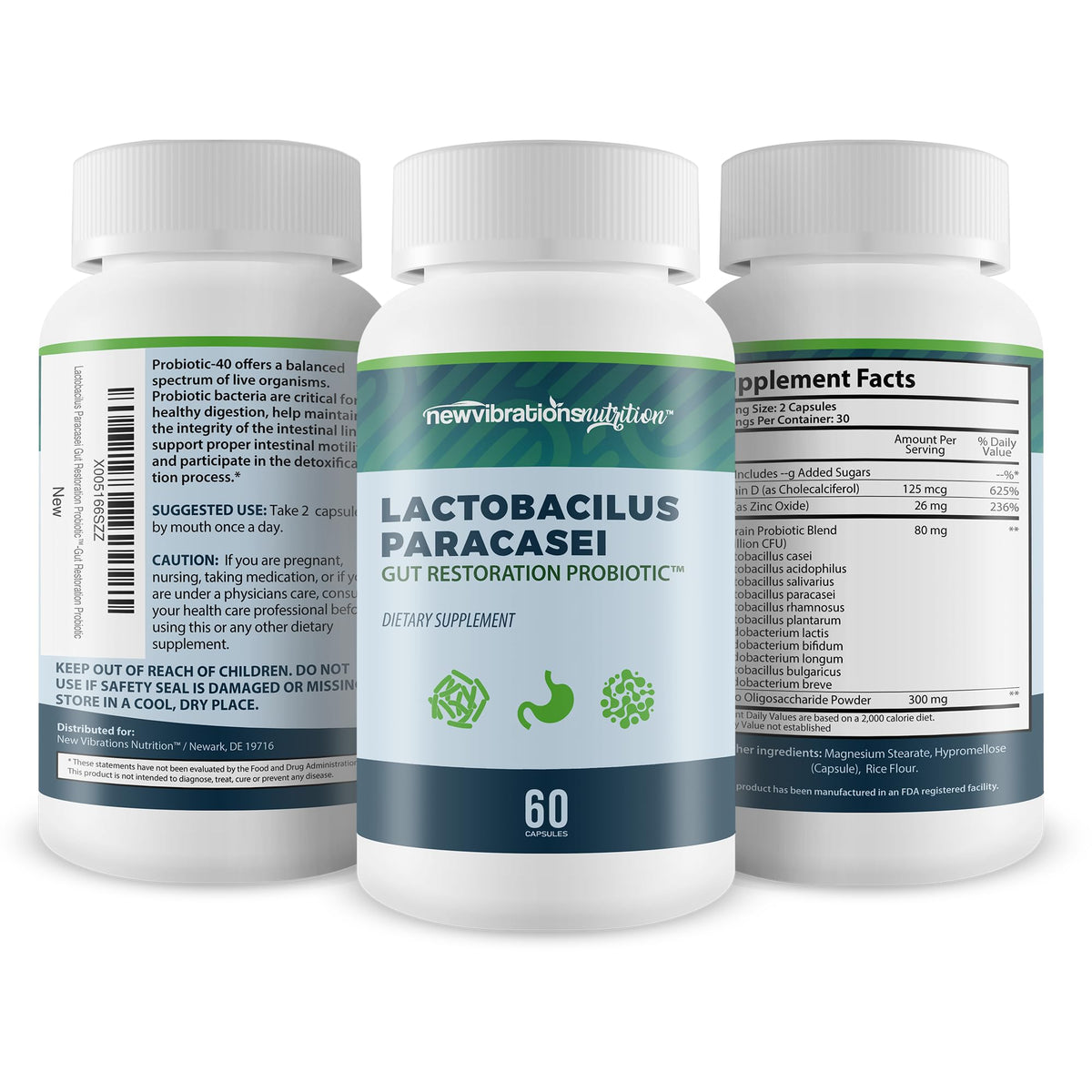 Ingrédients des probiotiques Lactobacillus Paracasei sur l'étiquette