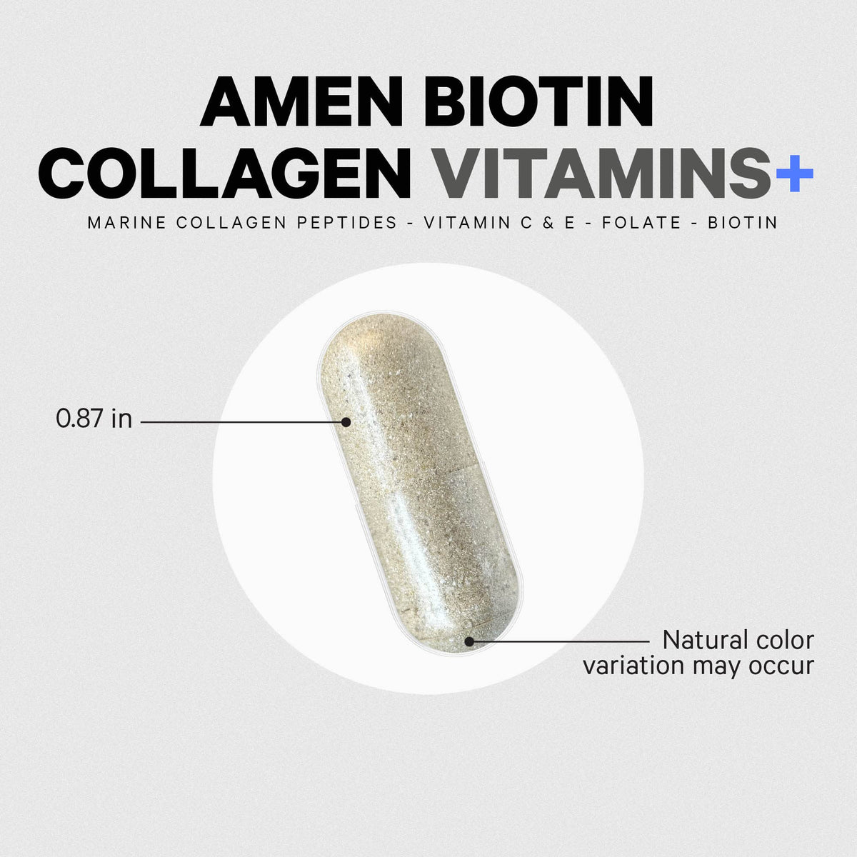 Ingrédients des Vitamines Biotine Collagène Amen sur l'étiquette