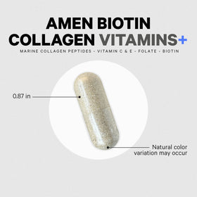 Ingrédients des Vitamines Biotine Collagène Amen sur l'étiquette