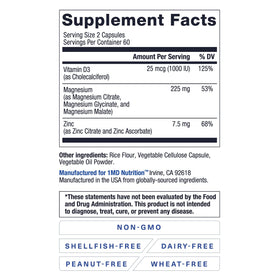 Ingrédients du 1MD Nutrition MagMD Plus sur l'étiquette