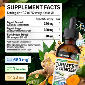 Ingrédients du BIO KRAUTER Curcuma et Gingembre sur l'emballage