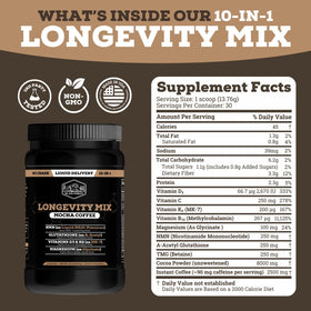 Ingrédients du Black Forest Longevity Mix sur l'emballage