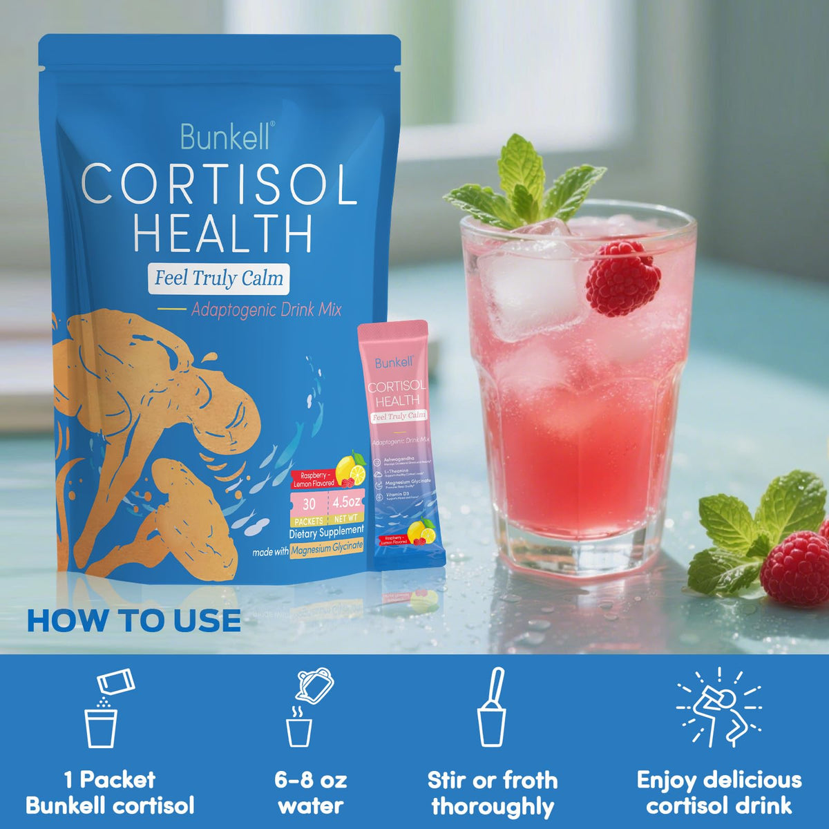 Ingrédients du Bunkell Mélange de Boisson Cortisol Calm