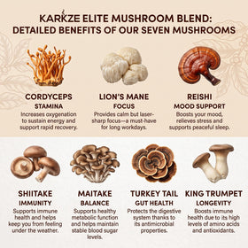 Ingrédients du café instantané karkze, champignons et café bio
