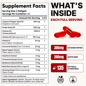 Ingrédients du Clear Probiotics Cayenne 300mg en gros plan