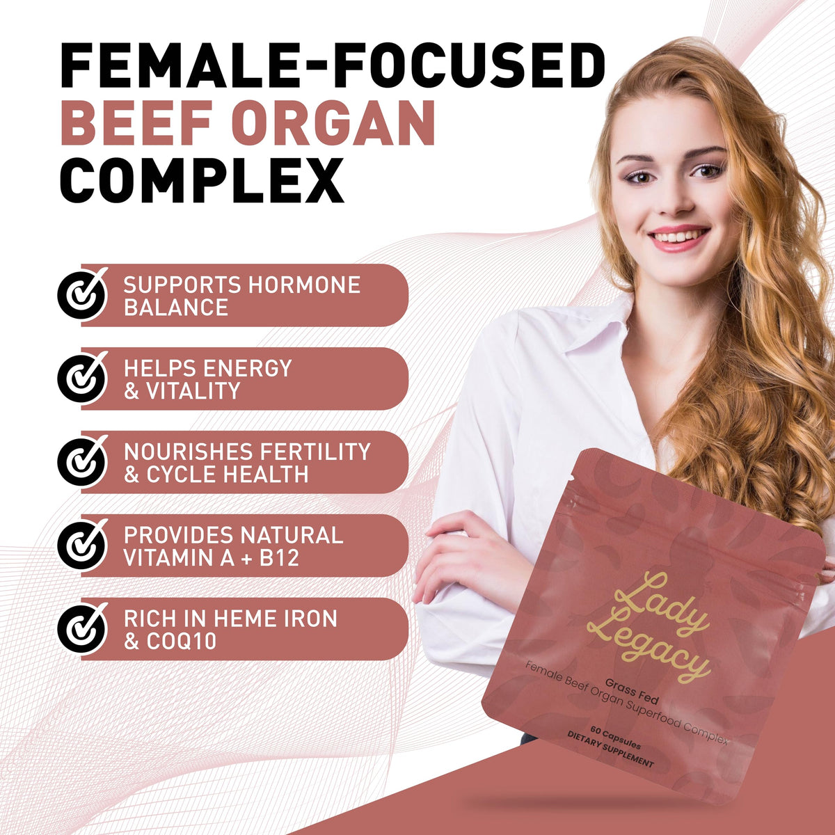 Ingrédients du complément alimentaire Lady Legacy, organes bovins