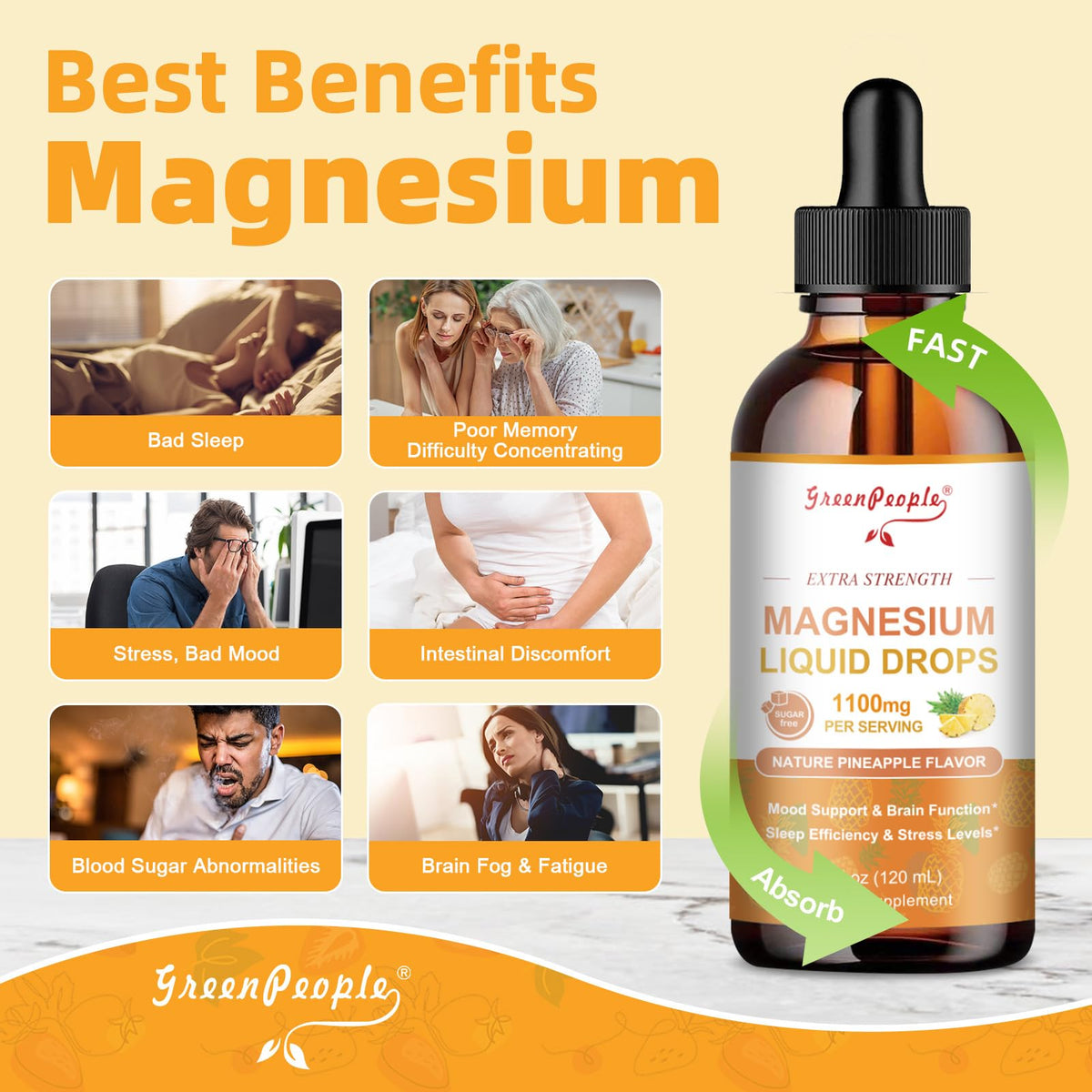 Ingrédients du complément alimentaire Magnésium Glycinate de GREENPEOPLE