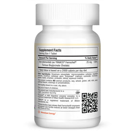 Ingrédients du complément alimentaire Maxi Health Fer 25mg