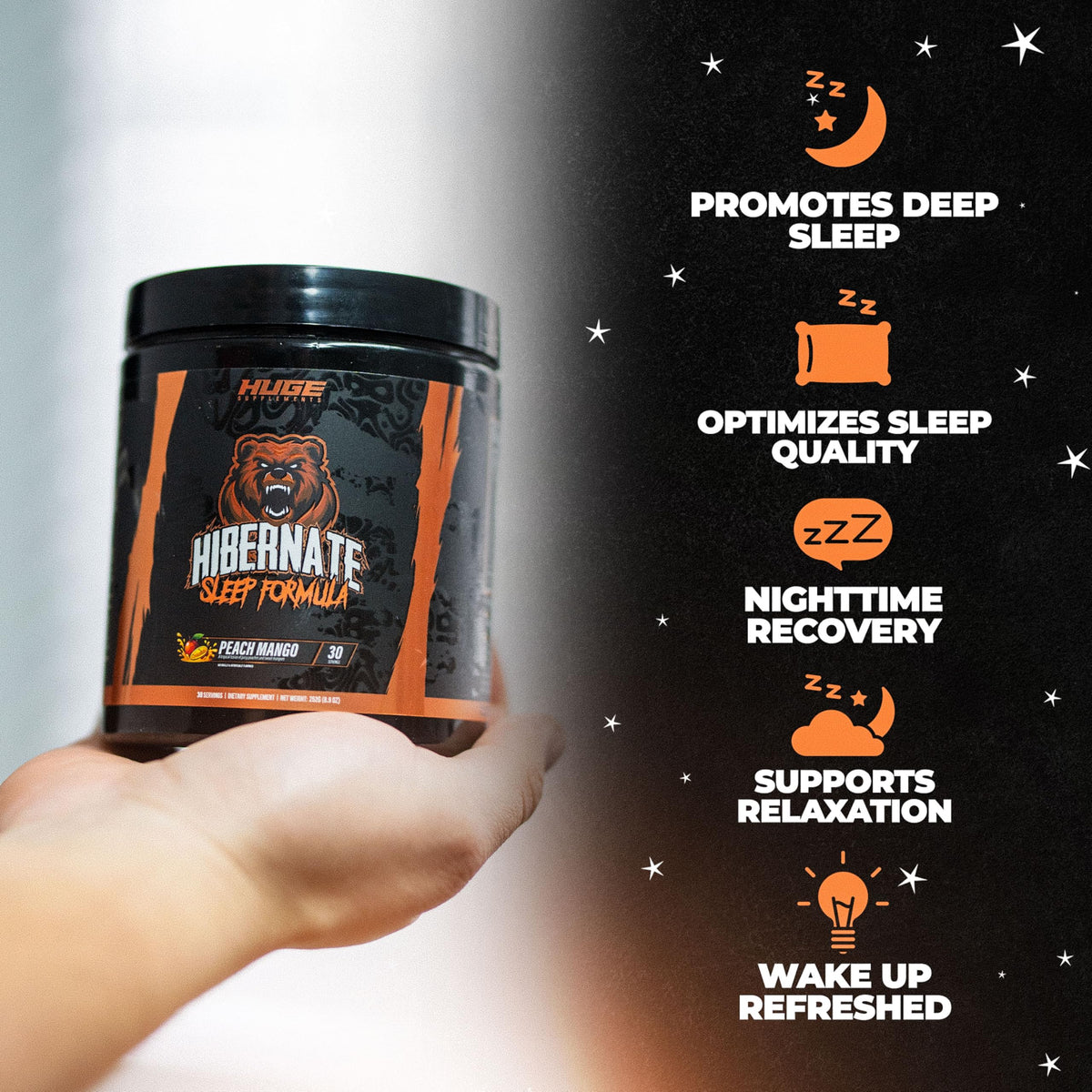 Ingrédients du complément alimentaire sommeil Huge Supplements Hibernate