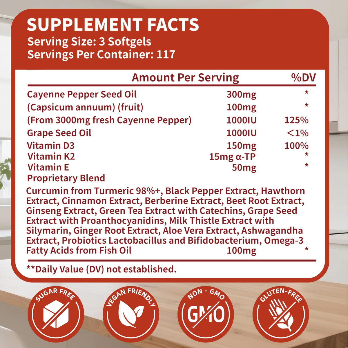 Ingrédients du complément ALLBIZ Piment de Cayenne 7000mg