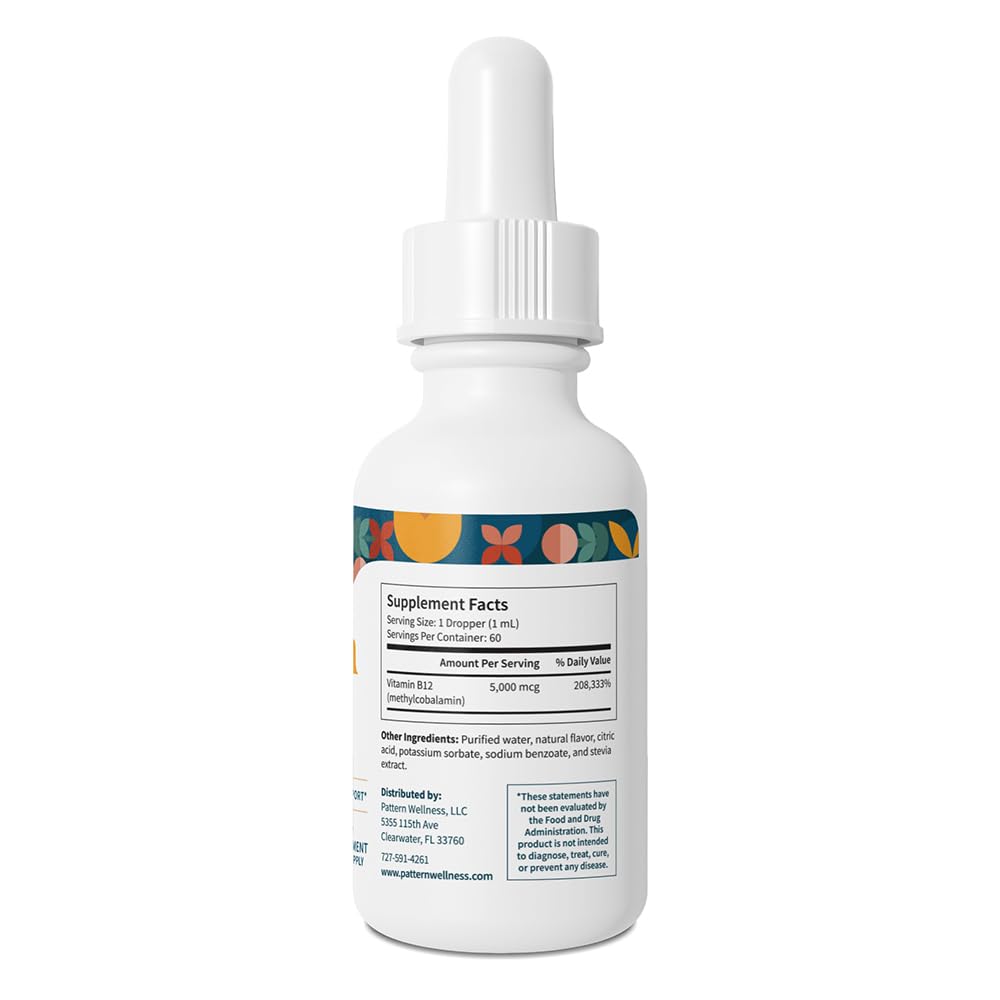 Ingrédients du complément B12 vegan Pattern Wellness