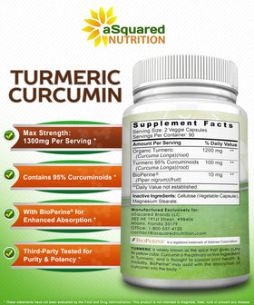 Ingrédients du complément Curcuma aSquared Nutrition