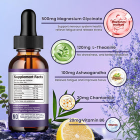Ingrédients du complément dilib: magnésium glycinate, vitamine B6, ashwagandha
