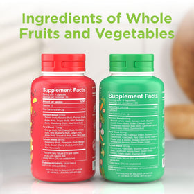 Ingrédients du complément Fruits & Légumes, incluant des fruits variés