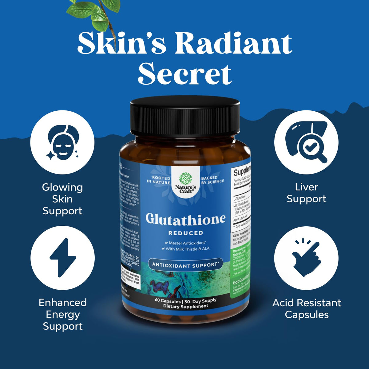 Ingrédients du complément glutathion 1000mg avec chardon-marie