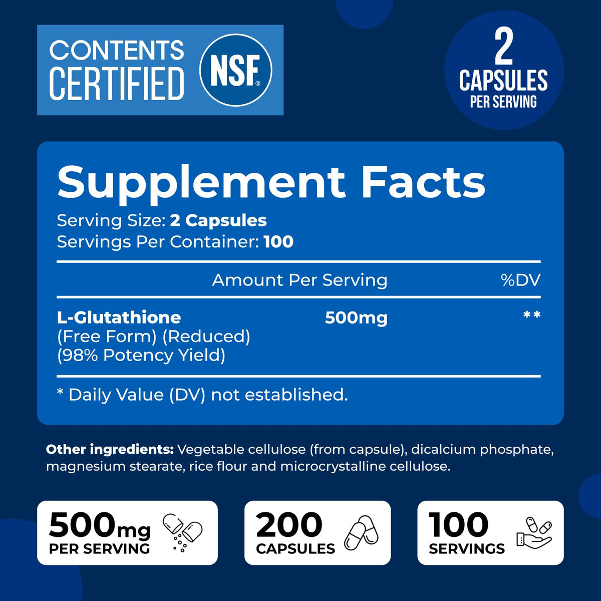 Ingrédients du complément Glutathione 500mg We Like Vitamins