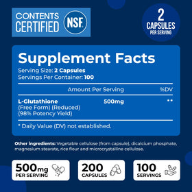Ingrédients du complément Glutathione 500mg We Like Vitamins