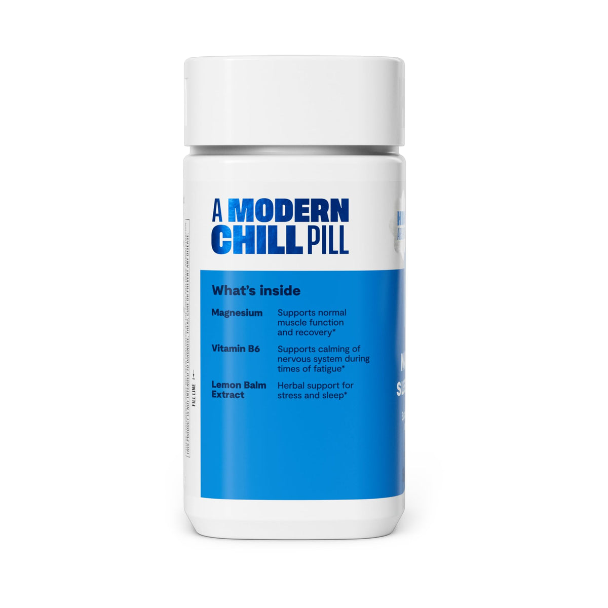 Ingrédients du complément Magnésium Sleep & use, incluant Vitamine B6 et Mélisse