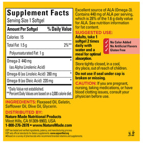 Ingrédients du complément Omega 3-6-9 Nature Made sur l'étiquette