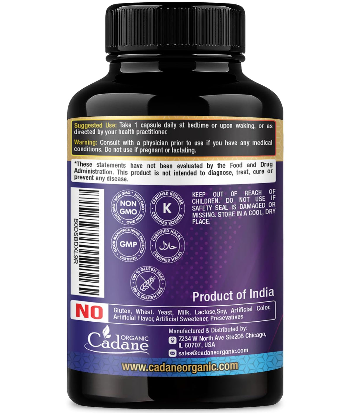 Ingrédients du complément Organic Cadane 7 en 1